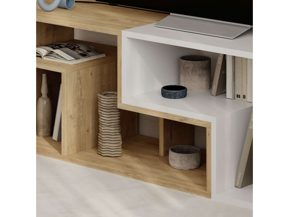 Mobile TV modulare in legno "Glis" - 145 x 35 x 44 cm - Bianco
