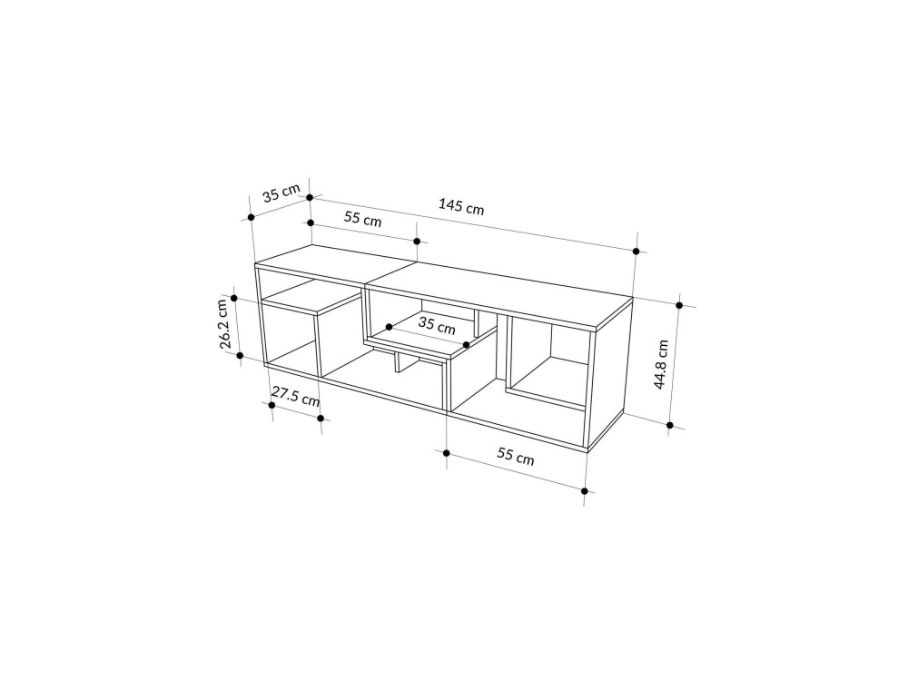 Mobile TV modulare in legno "Glis" - 145 x 35 x 44 cm - Bianco