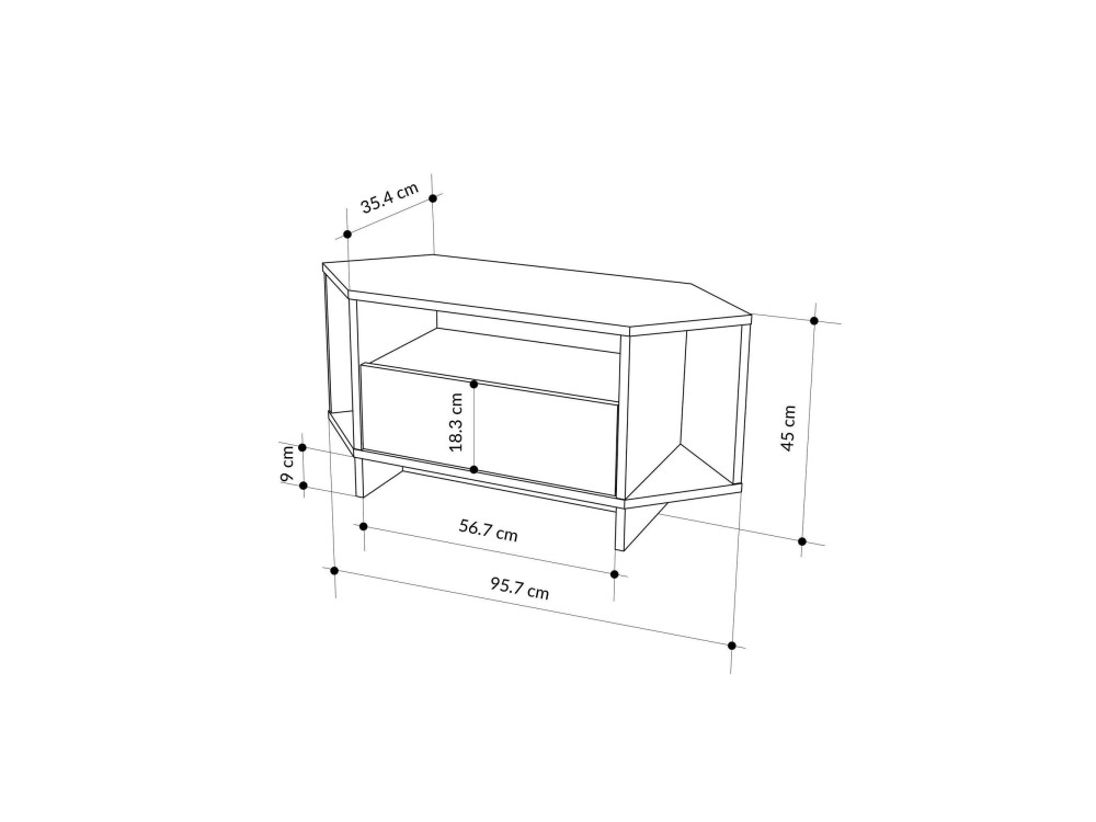 Porta TV in legno "Viva" - 95 x 35 x 45 cm - Marrone