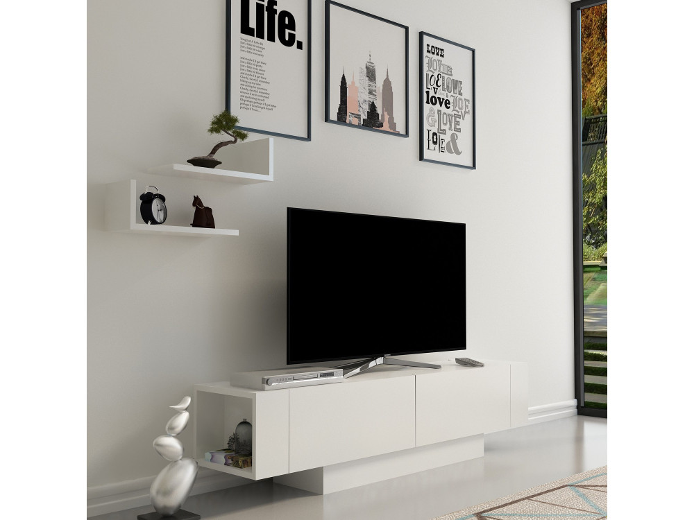 Porta TV in legno "Matera" - 150 x 31 x 41 cm - Bianco