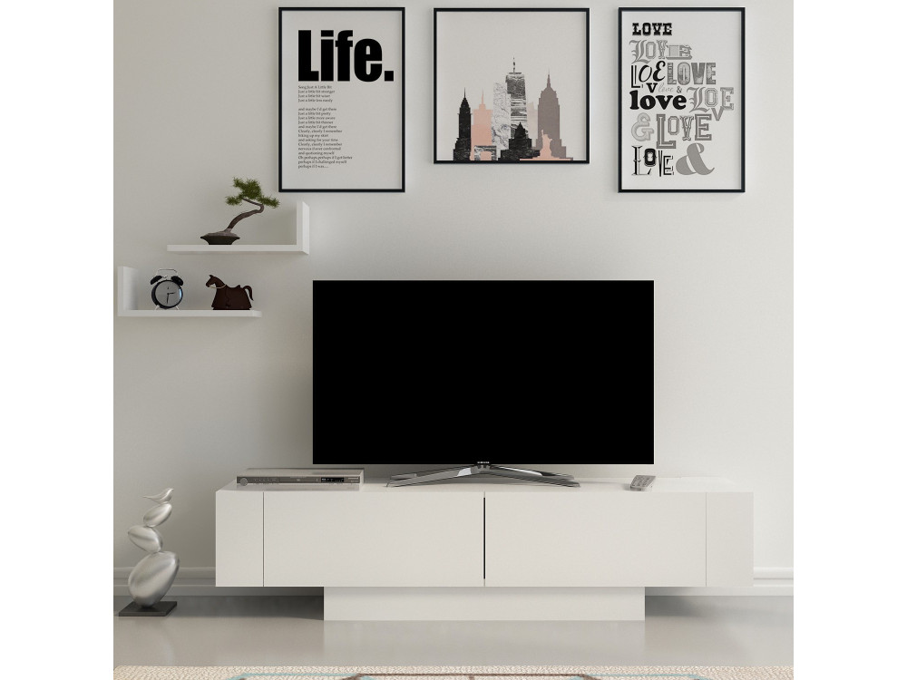 Porta TV in legno "Matera" - 150 x 31 x 41 cm - Bianco