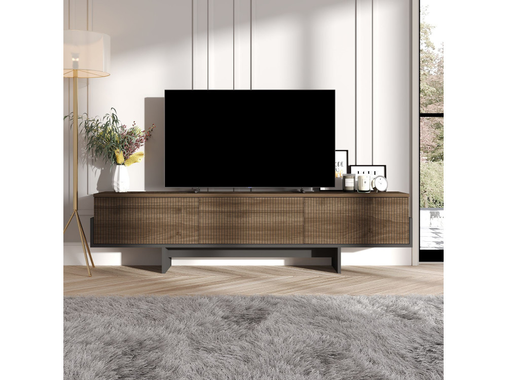 Porta TV in legno "Hege" - 180 x 30 x 44 cm - Nero