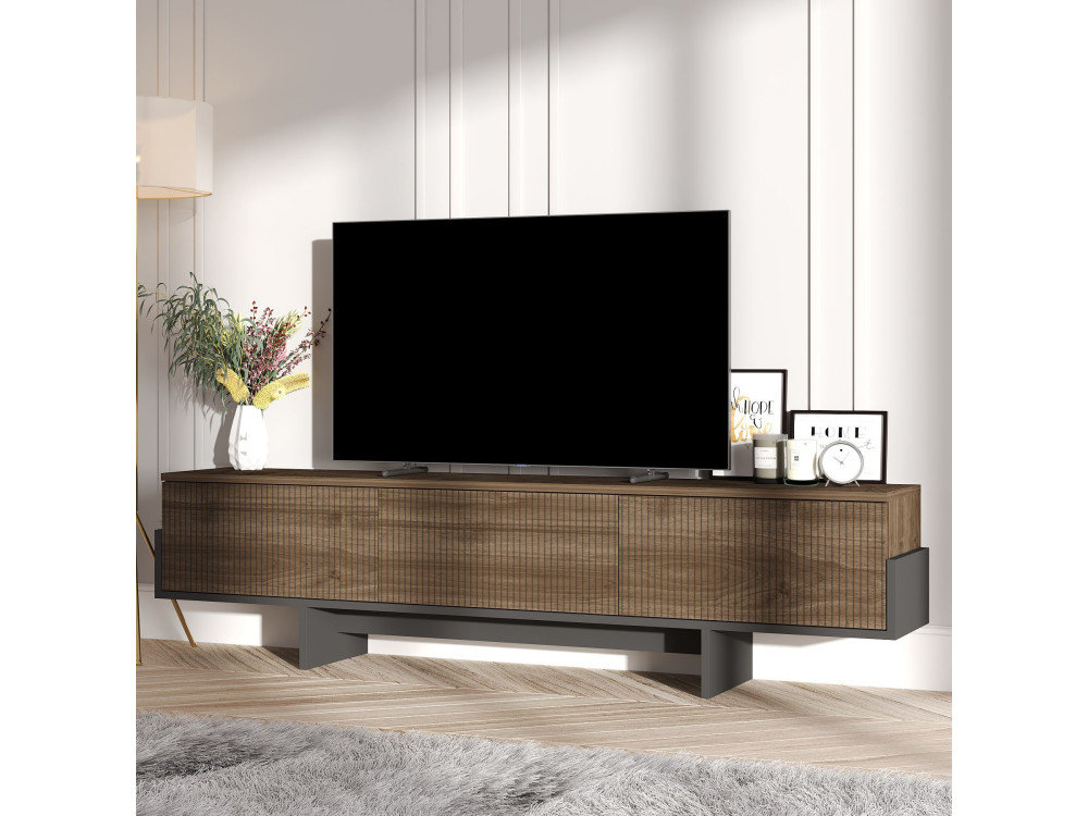 Porta TV in legno "Hege" - 180 x 30 x 44 cm - Nero
