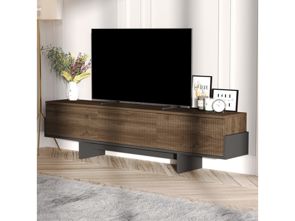 Porta TV in legno "Hege" - 180 x 30 x 44 cm - Nero