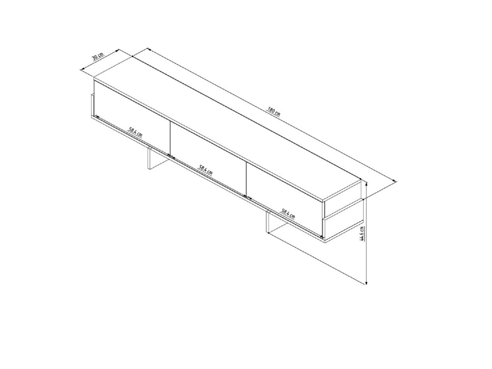 Porta TV in legno "Hege" - 180 x 30 x 44 cm - Nero