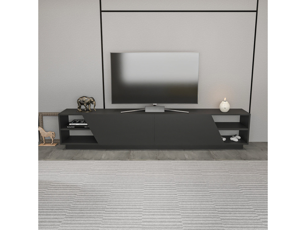Porta TV in legno "Rhodes" - 240 x 37 x 47 cm - Grigio antracite
