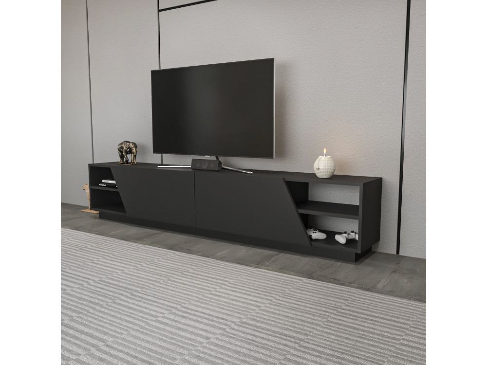 Porta TV in legno "Rhodes" - 240 x 37 x 47 cm - Grigio antracite