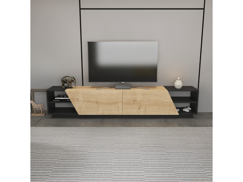 Porta TV in legno "Rhodes" - 240 x 37 x 47 cm - Beige