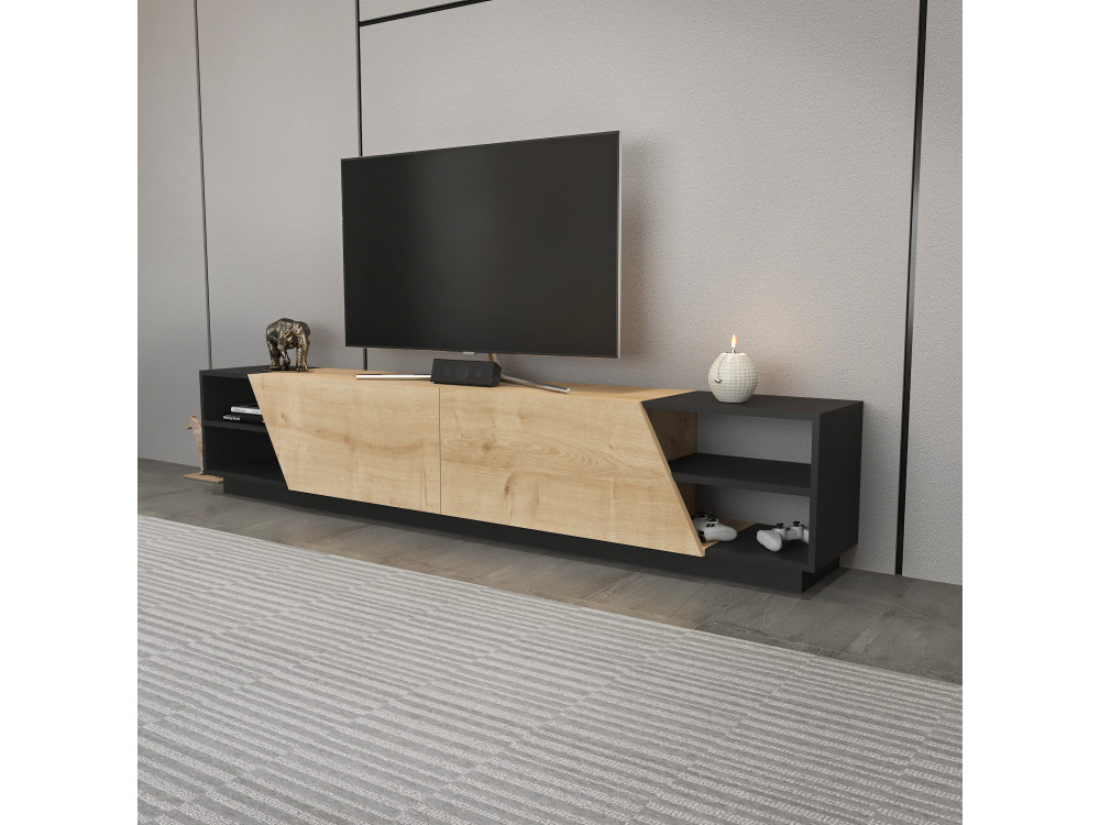 Porta TV in legno "Rhodes" - 240 x 37 x 47 cm - Beige