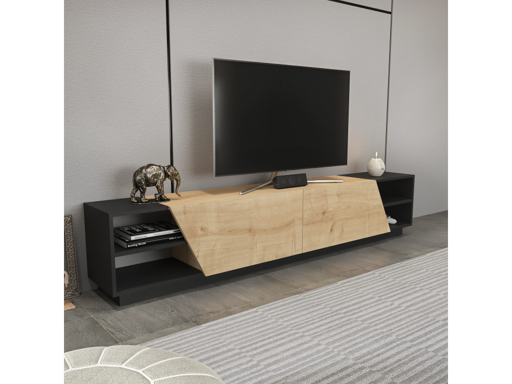 Porta TV in legno "Rhodes" - 240 x 37 x 47 cm - Beige