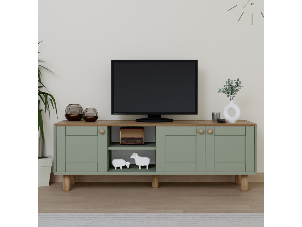 Supporto TV in legno "Mia" - 160 x 40 x 56 cm - Verde