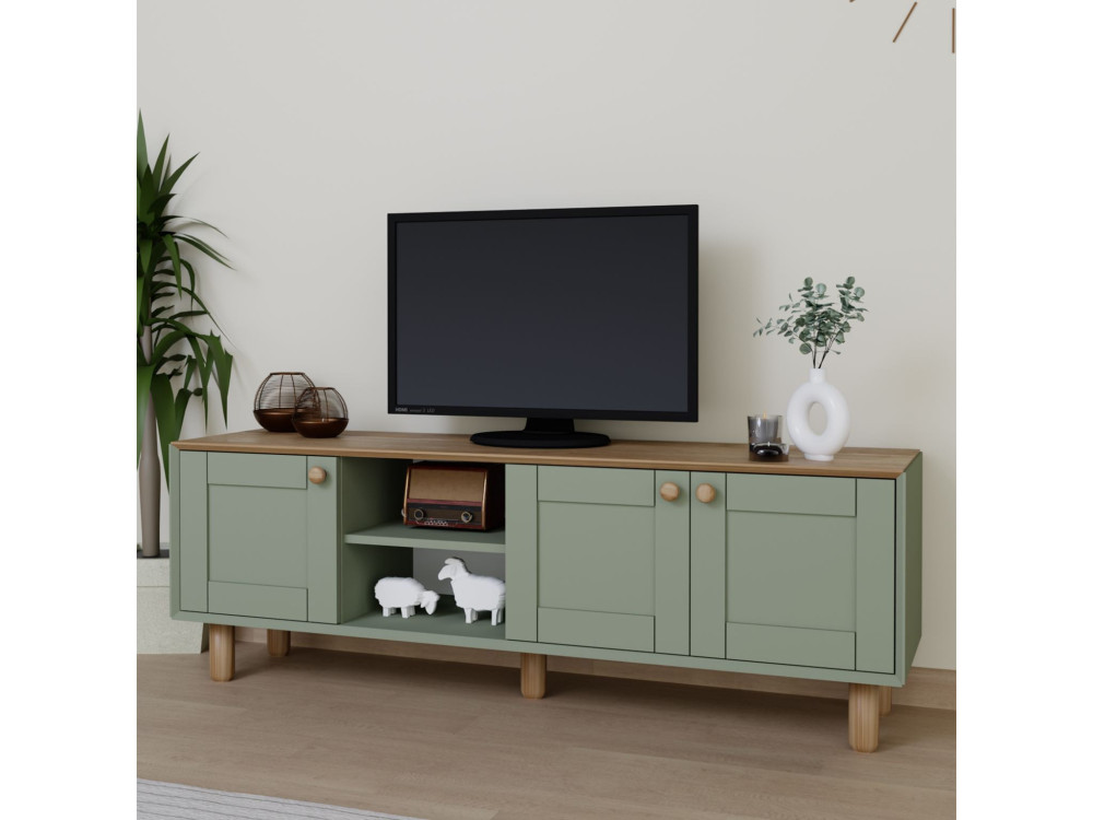 Supporto TV in legno "Mia" - 160 x 40 x 56 cm - Verde