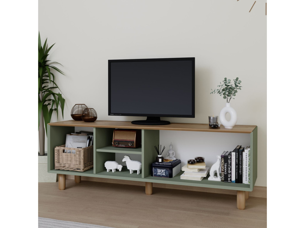 Supporto TV in legno "Mia" - 160 x 40 x 56 cm - Verde