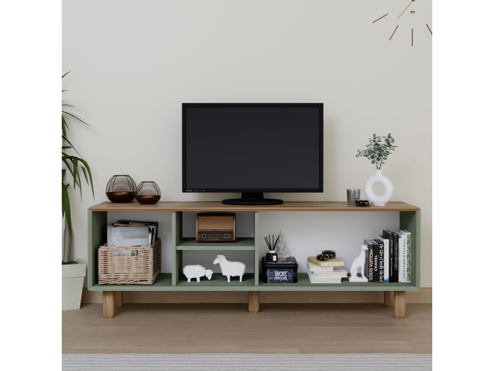Supporto TV in legno "Mia" - 160 x 40 x 56 cm - Verde