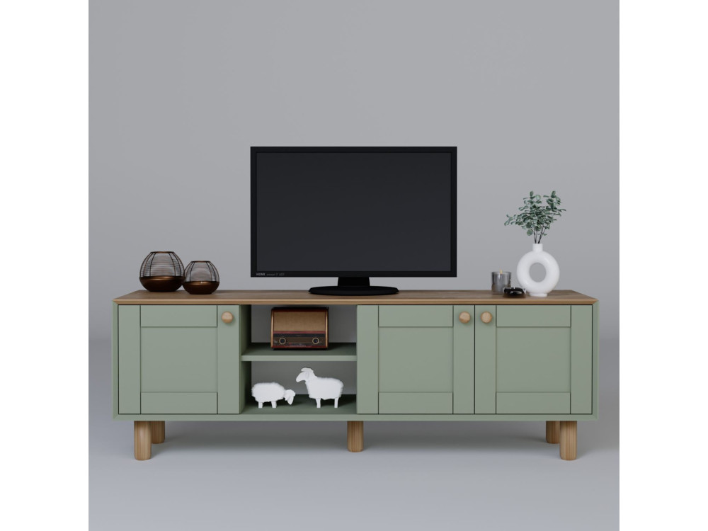 Supporto TV in legno "Mia" - 160 x 40 x 56 cm - Verde