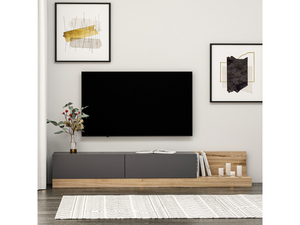 Mobile TV in legno "Majör" - 180 x 37 x 30 cm - Grigio antracite