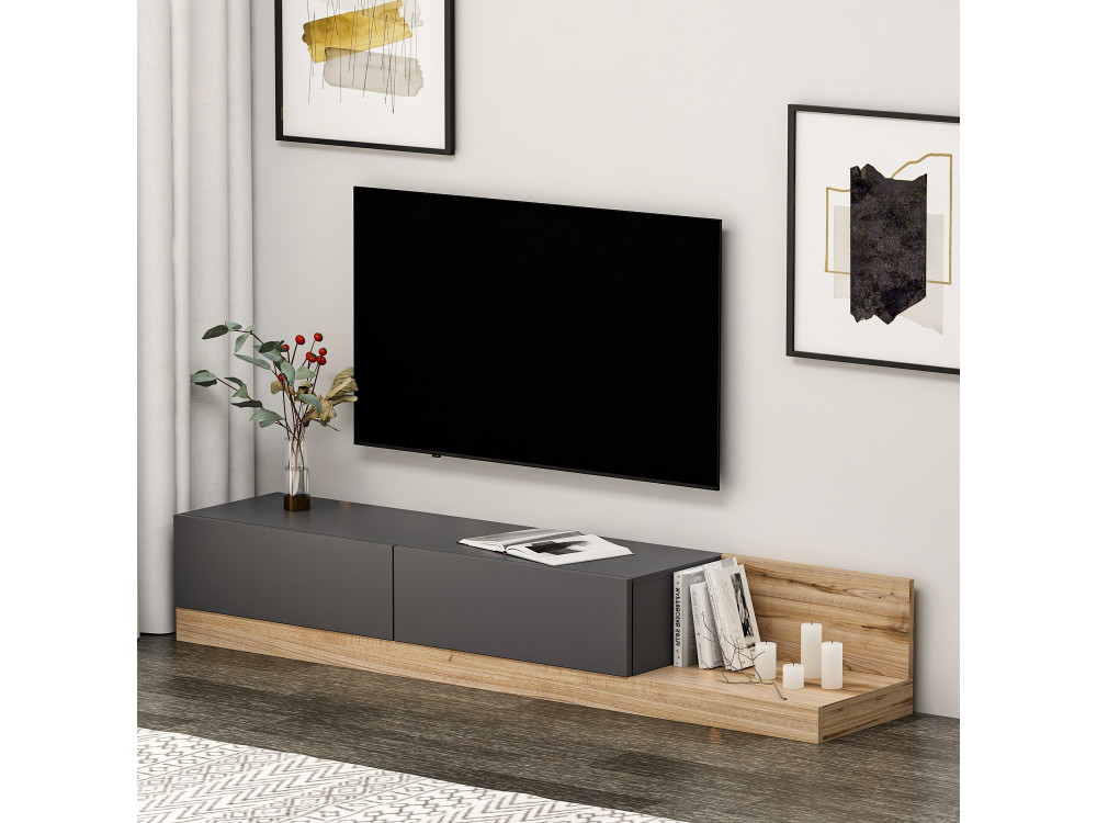 Mobile TV in legno "Majör" - 180 x 37 x 30 cm - Grigio antracite