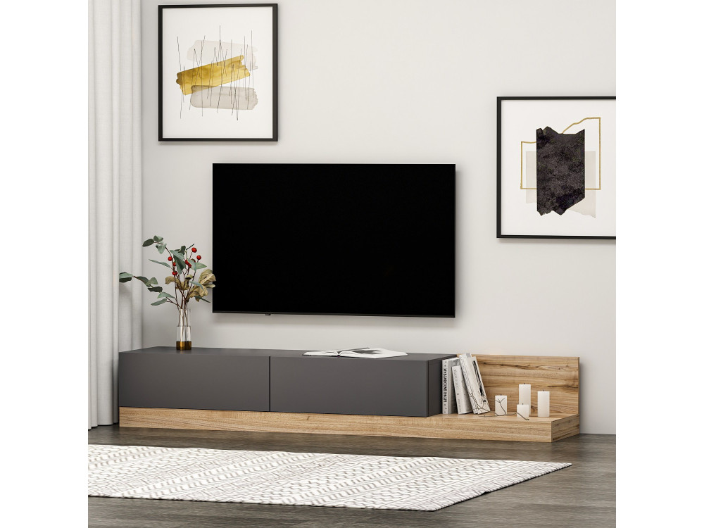 Mobile TV in legno "Majör" - 180 x 37 x 30 cm - Grigio antracite