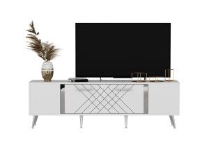 Porta TV in legno "Detas" - 150 x 35 x 48 cm - Argento