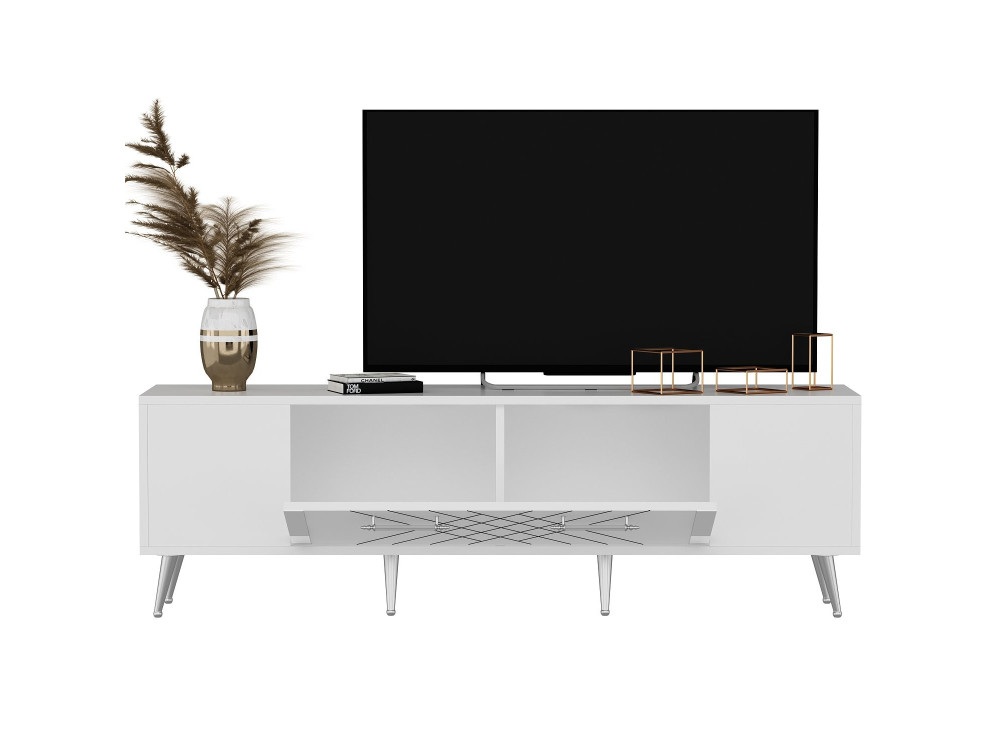 Porta TV in legno "Detas" - 150 x 35 x 48 cm - Argento