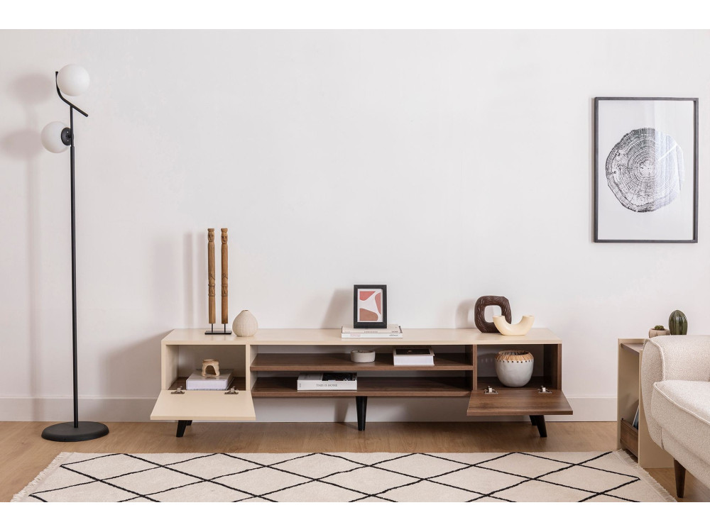 Porta TV in legno "Clark" - 180 x 37 x 45 cm - Marrone
