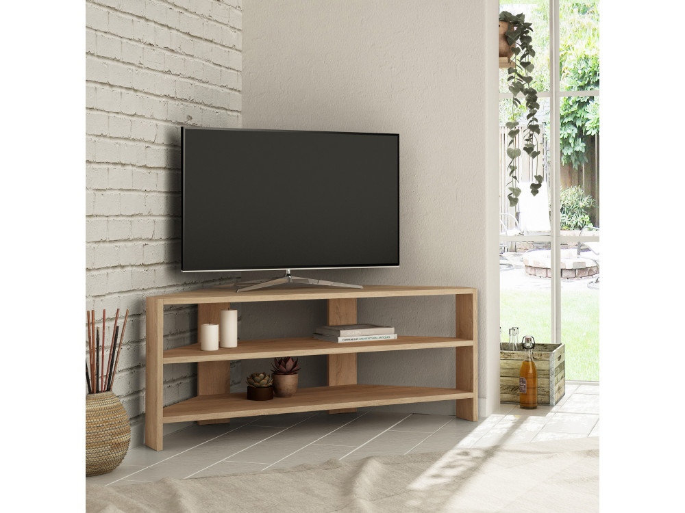 Mobile TV angolare in legno "Thales" - 114 x 36 x 45 cm - Beige