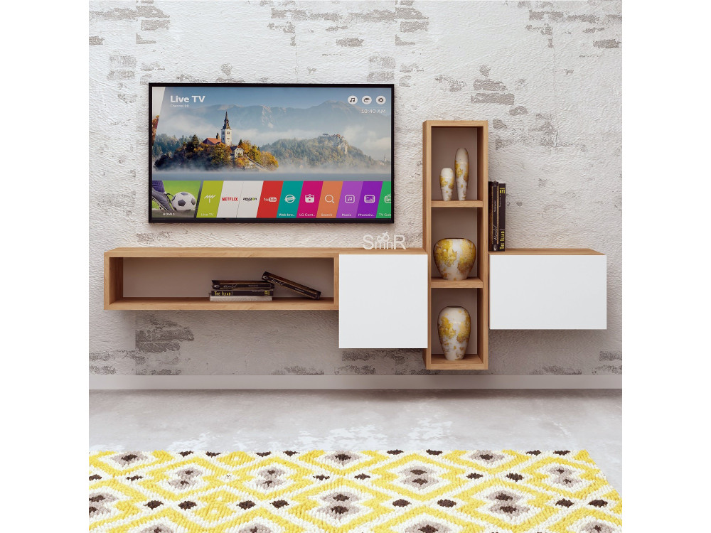 Porta TV in legno "Kumkuat" - 160 x 35 x 70 cm - Marrone