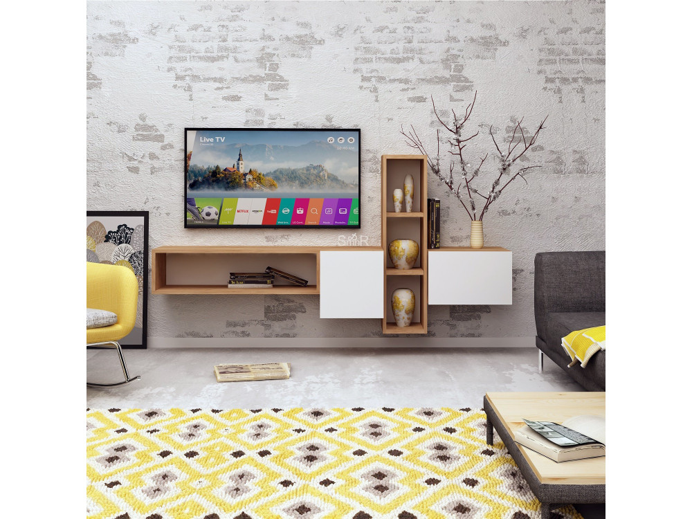 Porta TV in legno "Kumkuat" - 160 x 35 x 70 cm - Marrone
