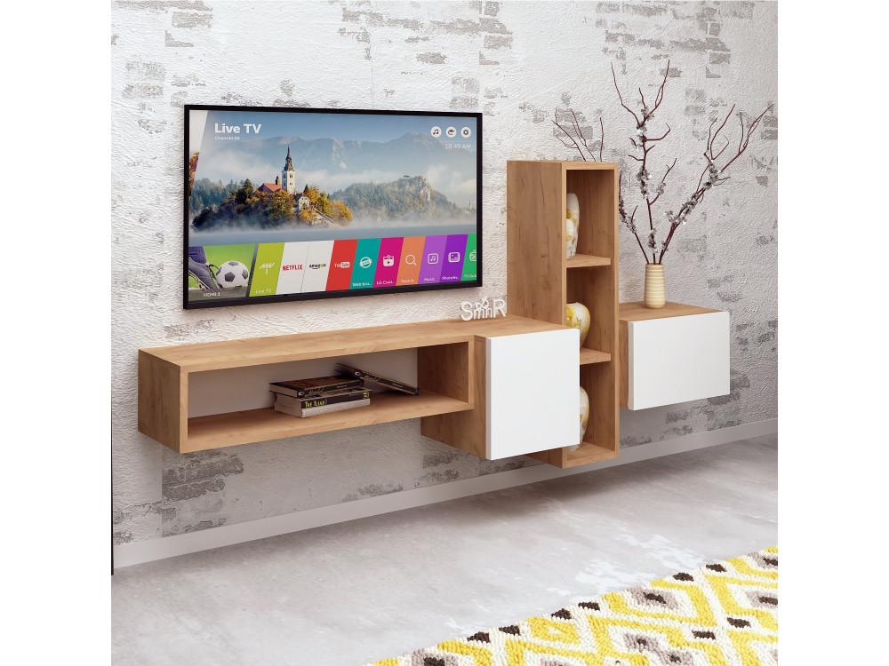 Porta TV in legno "Kumkuat" - 160 x 35 x 70 cm - Marrone