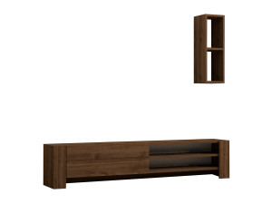 Porta TV Naz" in legno con mensola a muro - 160 x 26 x 33 cm - Marrone