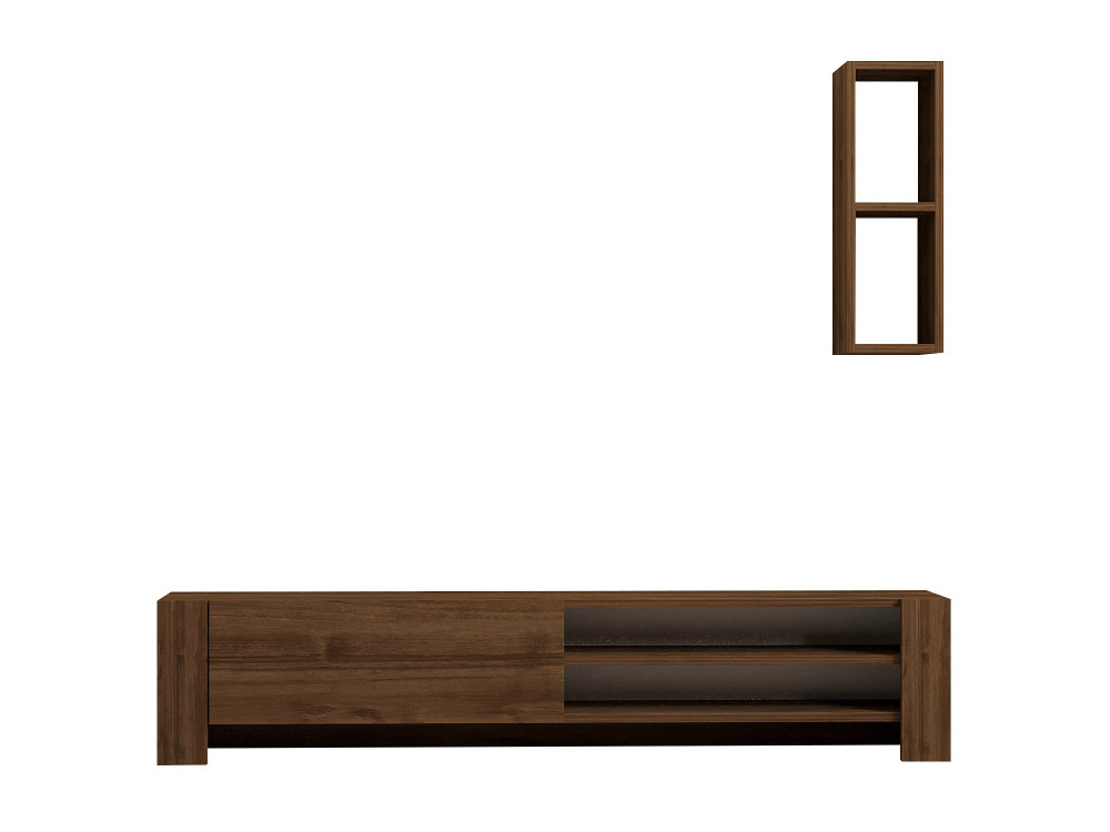 Porta TV Naz" in legno con mensola a muro - 160 x 26 x 33 cm - Marrone