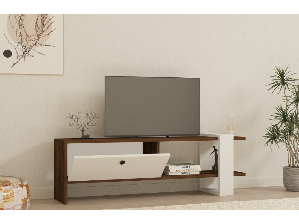 Porta TV in legno "Gaye" - 120 x 25 x 36 cm - Bianco