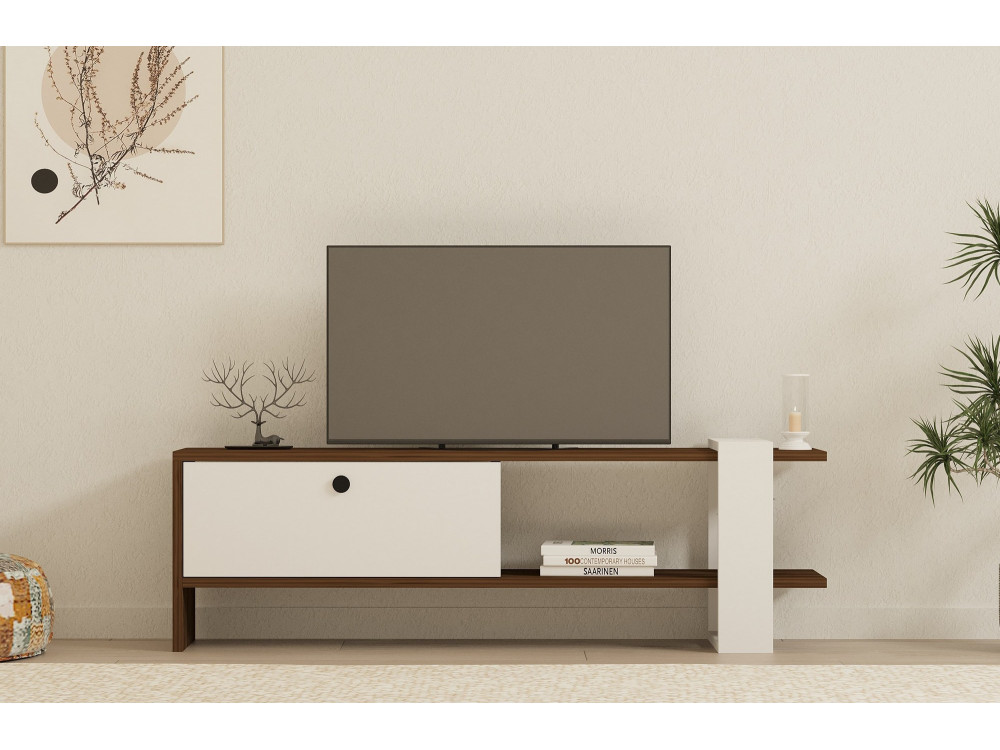 Porta TV in legno "Gaye" - 120 x 25 x 36 cm - Bianco