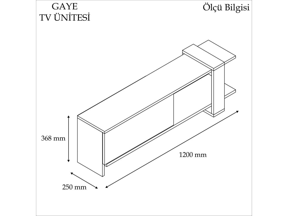 Porta TV in legno "Gaye" - 120 x 25 x 36 cm - Bianco