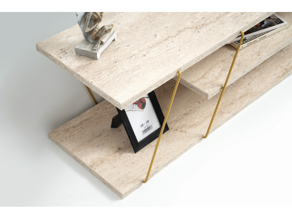 Porta TV in legno "Canaz" - 120 x 30 x 33 cm - Travertino
