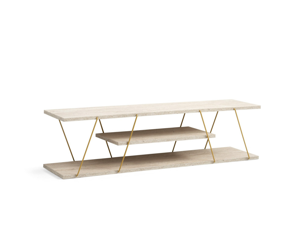Porta TV in legno "Canaz" - 120 x 30 x 33 cm - Travertino