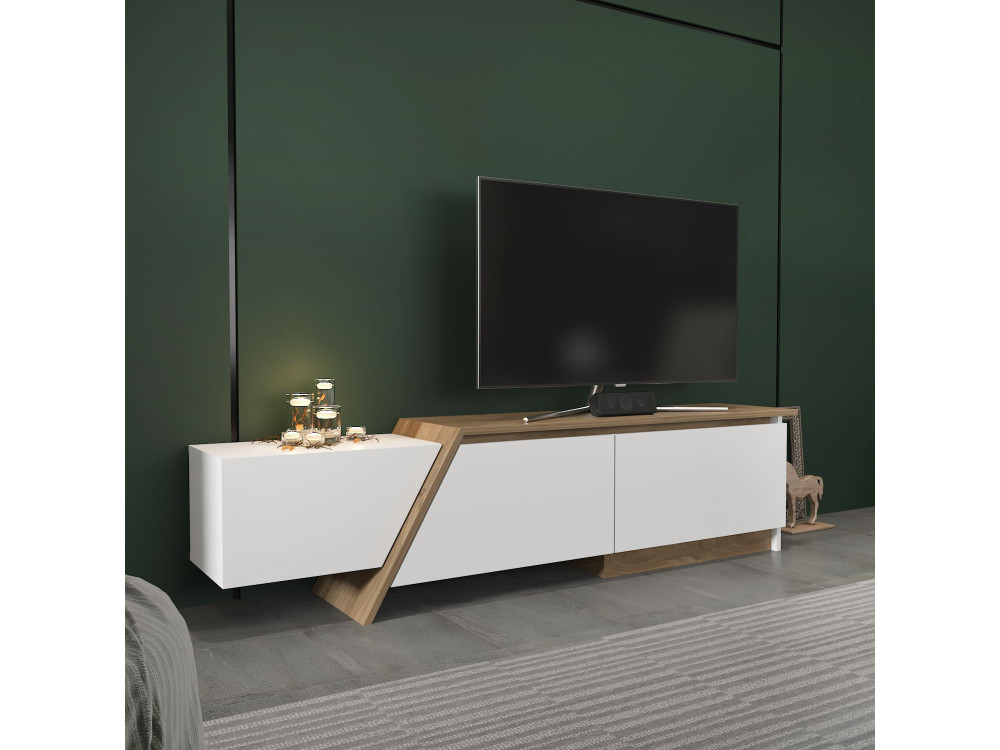 Porta TV in legno "Zonas" - 180 x 35 x 28 cm - Bianco