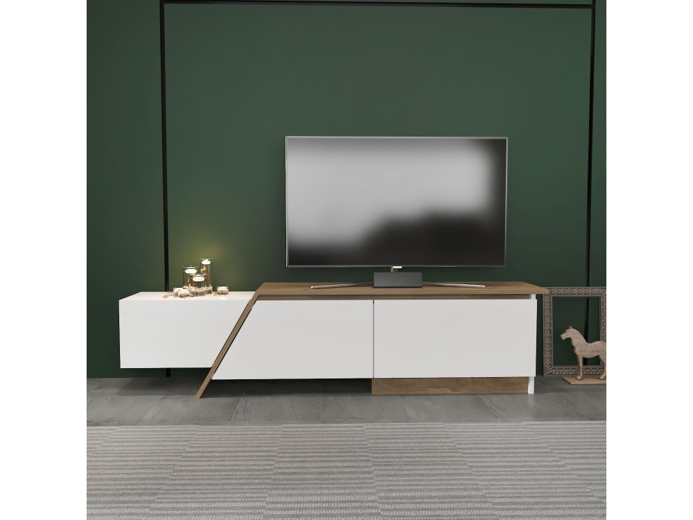 Porta TV in legno "Zonas" - 180 x 35 x 28 cm - Bianco