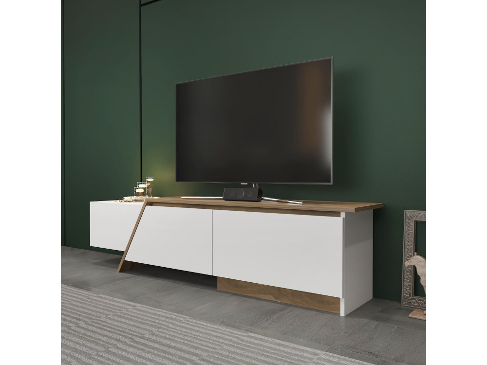 Porta TV in legno "Zonas" - 180 x 35 x 28 cm - Bianco