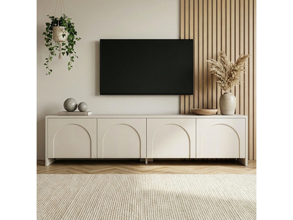 Porta TV in legno "Aurelia" - 180 x 32 x 45 cm - Crema