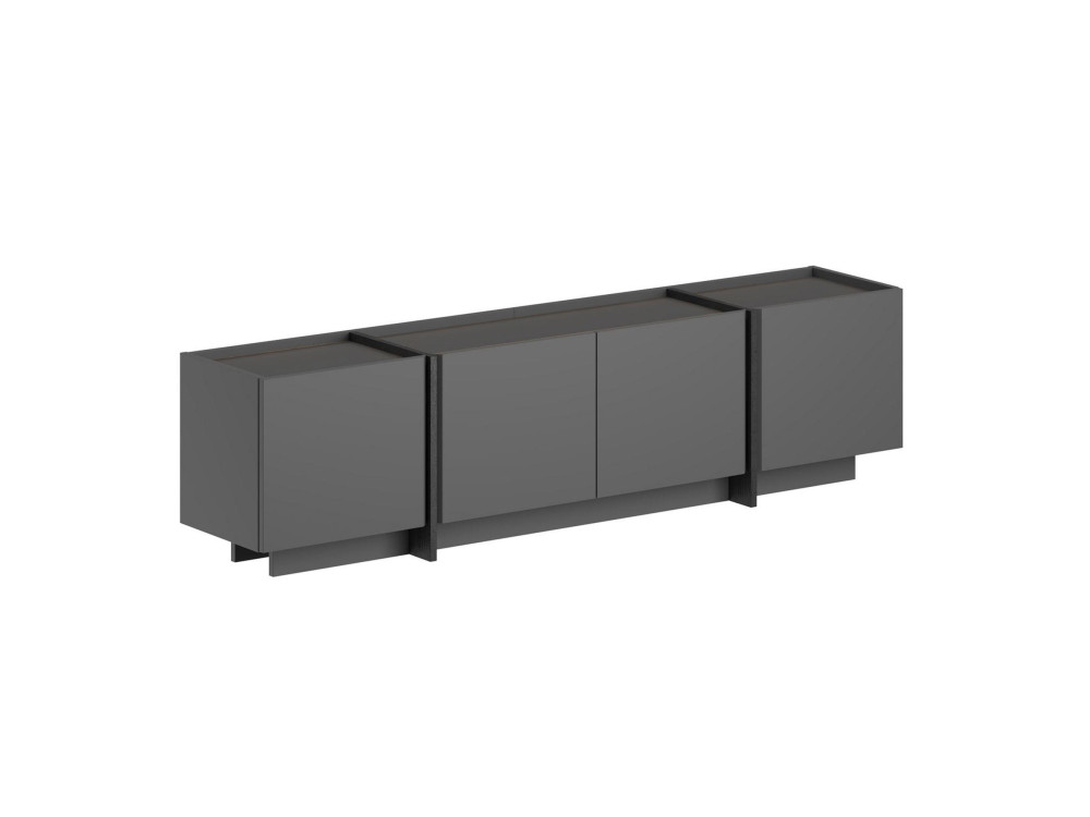 Porta TV in legno "Lowen" - 180 x 35 x 46 cm - Antracite / Nero