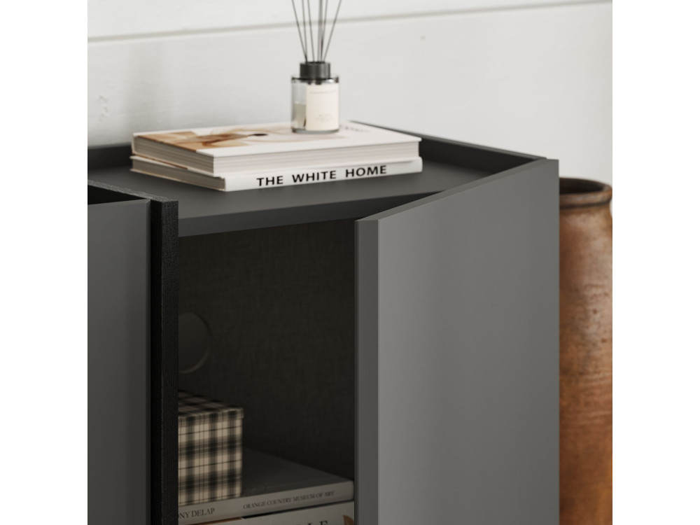 Porta TV in legno "Lowen" - 180 x 35 x 46 cm - Antracite / Nero