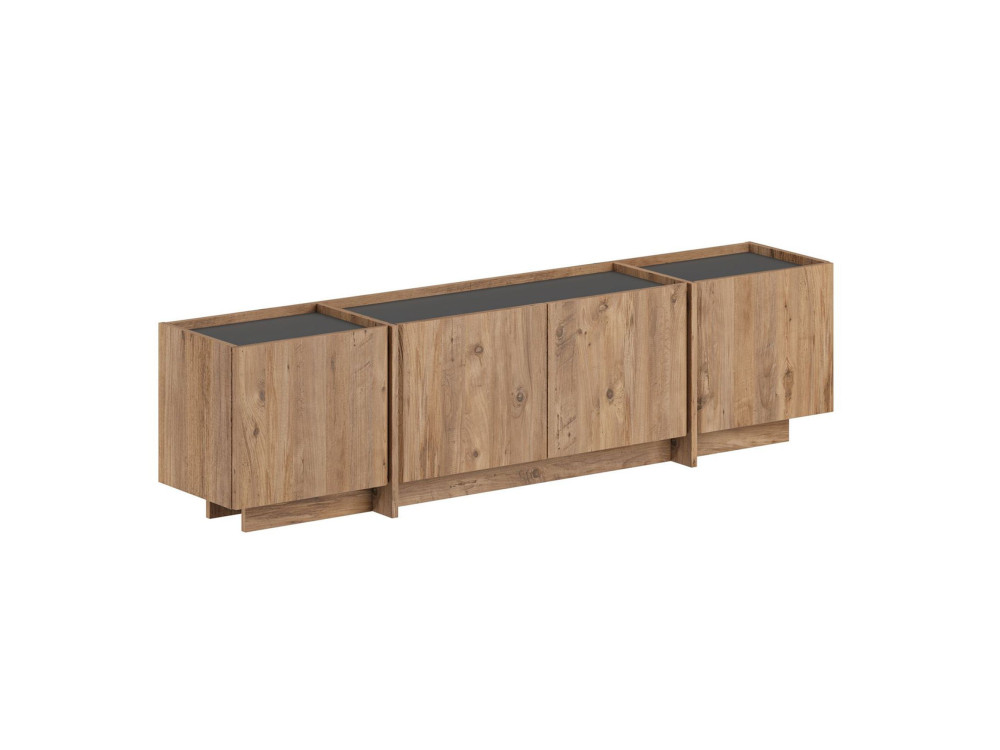 Porta TV in legno "Lowen" - 180 x 35 x 46 cm - Pino Atlantico / Antracite