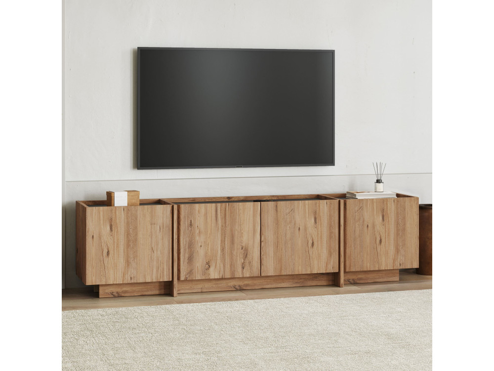 Porta TV in legno "Lowen" - 180 x 35 x 46 cm - Pino Atlantico / Antracite