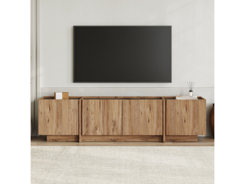 Porta TV in legno "Lowen" - 180 x 35 x 46 cm - Pino Atlantico / Antracite