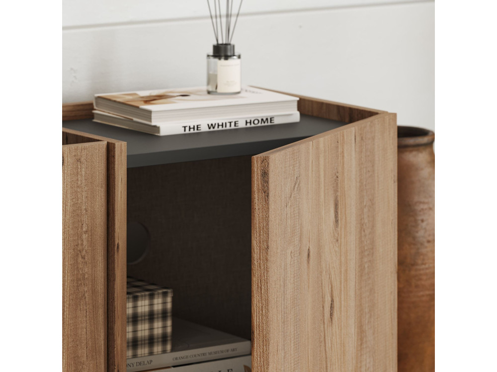 Porta TV in legno "Lowen" - 180 x 35 x 46 cm - Pino Atlantico / Antracite