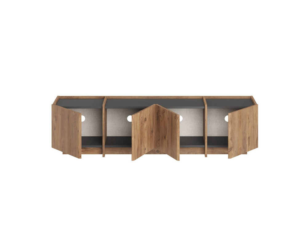Porta TV in legno "Lowen" - 180 x 35 x 46 cm - Pino Atlantico / Antracite