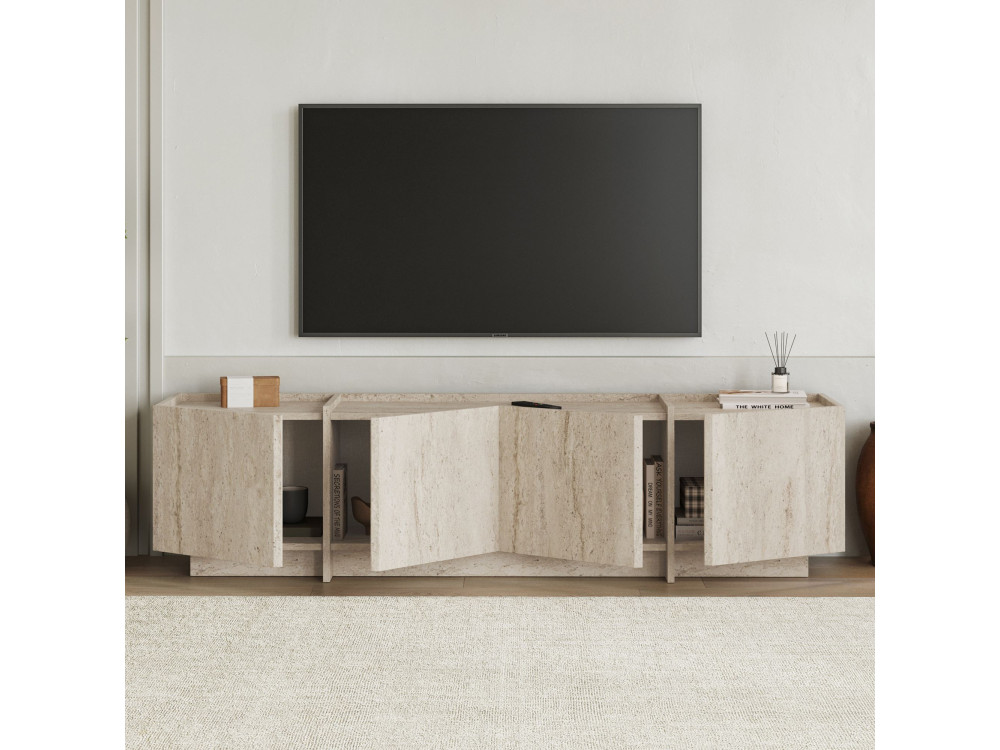 Porta TV in legno "Lowen" - 180 x 35 x 46 cm - Travertino