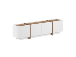 Mobile TV in legno "Lowen" - 180 x 35 x 46 cm - Bianco / Pino Atlantico