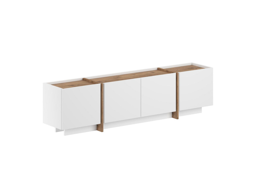 Mobile TV in legno "Lowen" - 180 x 35 x 46 cm - Bianco / Pino Atlantico